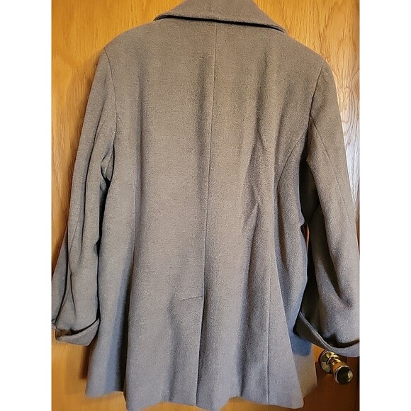 Calvin Klein Wool Cashmere Blend Pea Coat Brown Women’s Size XL Collared - Picture 3 of 10